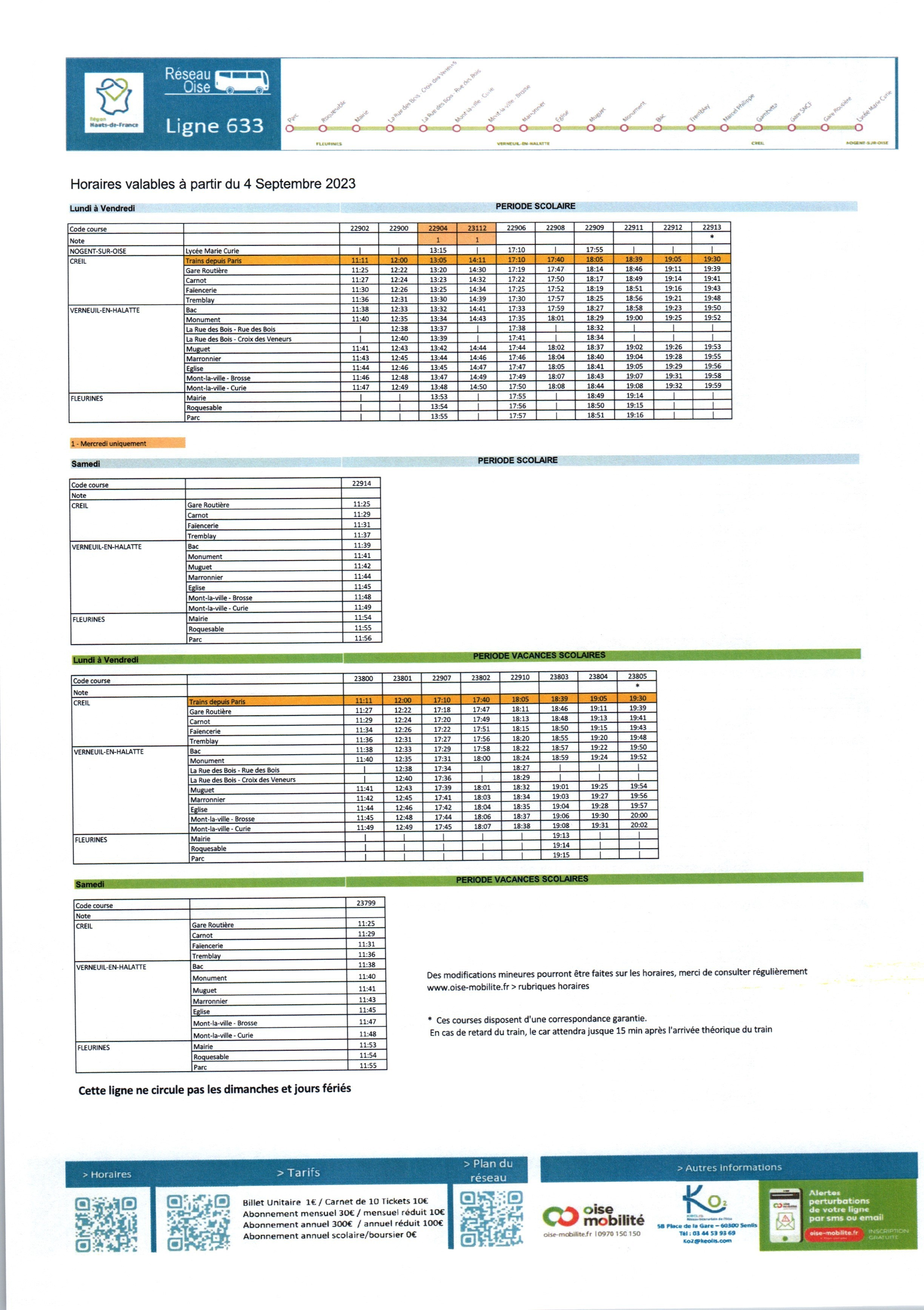 Horaires des bus